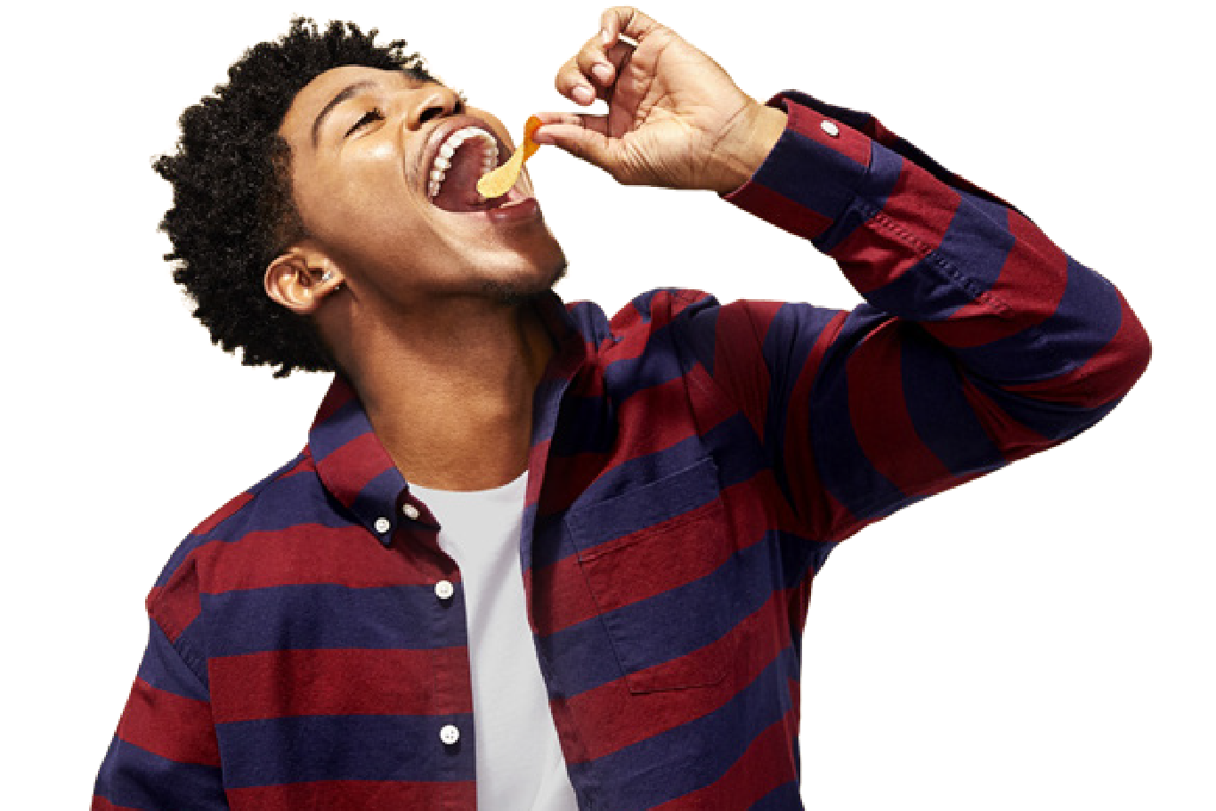 Man eating a Pringle