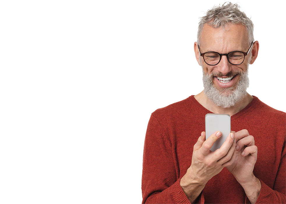 man texting on phone