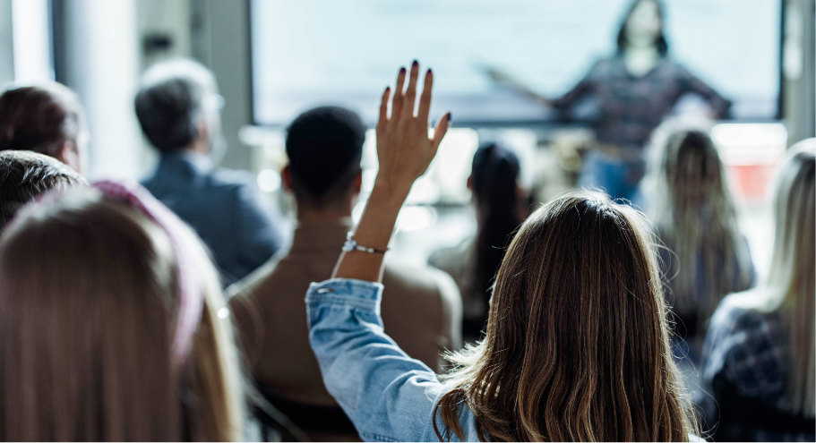 hand raised in meeting